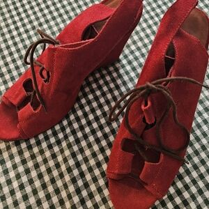Rachel Comey Red Suede Wedges